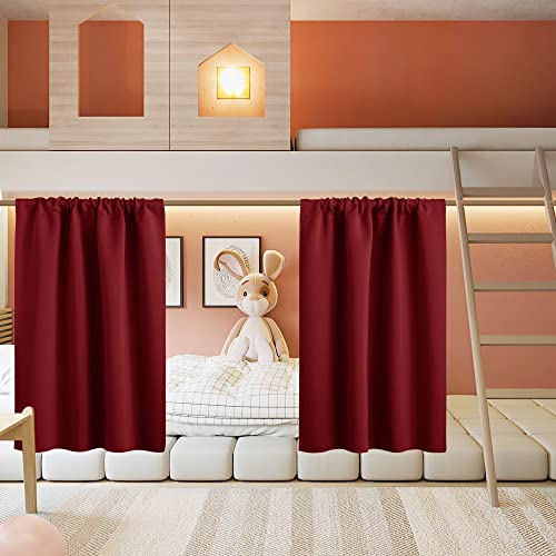 Basement Bathroom Kitchen Cafe Blackout Privacy Window Curtains (Burgundy Red / 34"W x 30"L (Pack of 2))