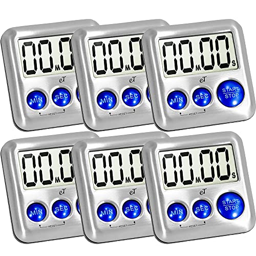 Elegant Digital Kitchen Timer Stainless Steel (Plumberry 6-pack)