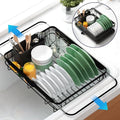 Dish Drying Rack for Kitchen Counter (Black / 12.2''W x 15.7''~23''L - 1 Tier)