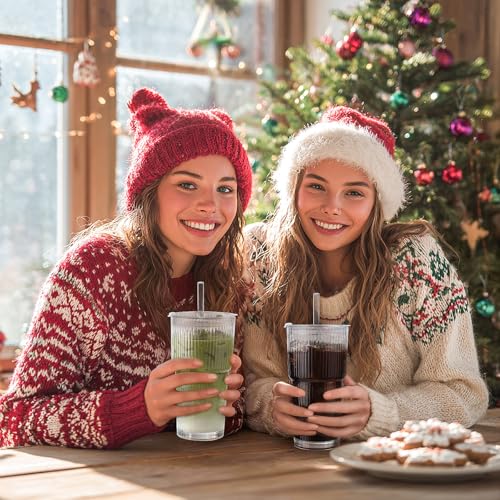 20oz Ribbed Iced Coffee Cups with Lids (Ribbed)
