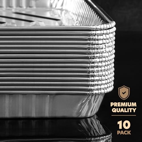 Aluminum Pans 10 Pack Disposable Cookie Sheets 9'' x 13'' Baking Pans Premium Quality Heavy Duty Sheet Pans (9'' X 13'')