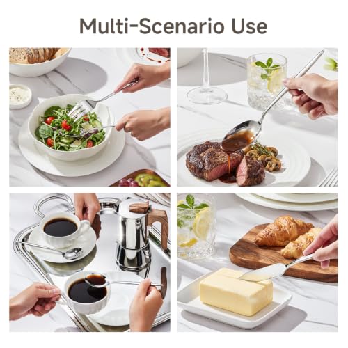 45 Piece Silverware Set for 8 with Serving Utensils (Silver / 45-Piece)
