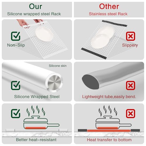 Roll Up Dish Drying Rack (White / Rectangle: 17" x 13")