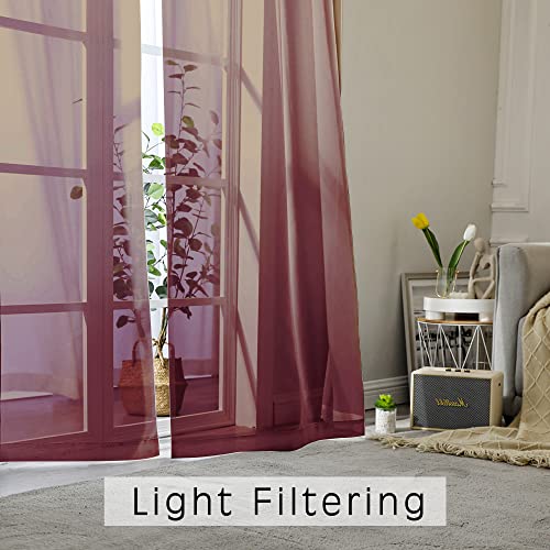 Sheer Curtains (Burgundy / 42"W x 63"L (Pack of 2))