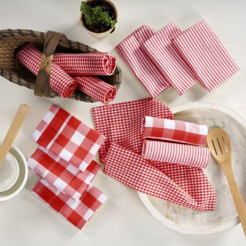 100% Cotton Kitchen Dish Cloths (12"x12" - 12 Pack / 06: Red)