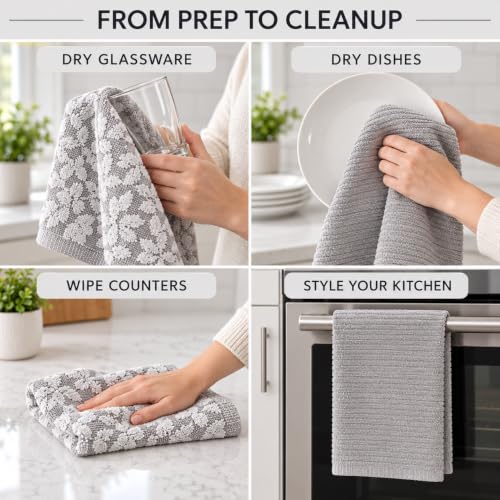 Kitchen Towels (Grey & White Vine)