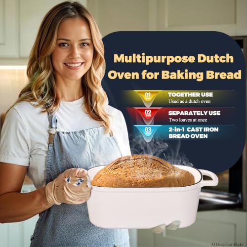 4.6 Quart Dutch Oven for Sourdough Bread Baking (White)