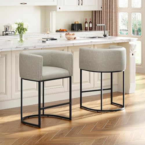 26" H Counter Height Bar Stools Set of 4 (Grayish White / Set of 4)