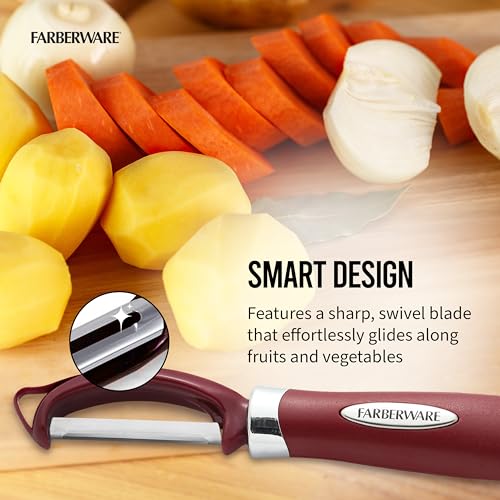 Professional Euro Vegetable Peeler with Ergonomic Handle (Red / 7.87 x 1.18 inches)