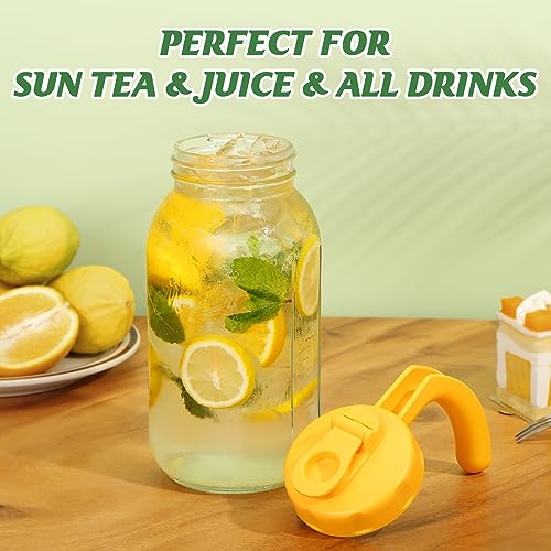 Glass Mason Jar Pitcher with Lid (Vivid Yellow)