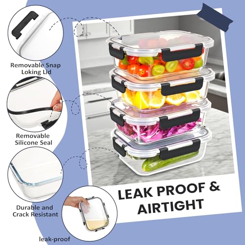 35OZ Glass Food Storage Container (4Pack 35OZ)