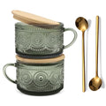 Vintage Coffee Mugs Set of 2 Green (Green-2)