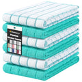 Large Premium Cotton Kitchen Towels 16"x 28" (Aqua / 16" X 28" - 6 Pack)