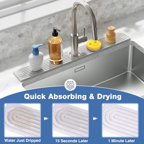 Faucet Mat for Kitchen Sink (15.8" x 4" / White)