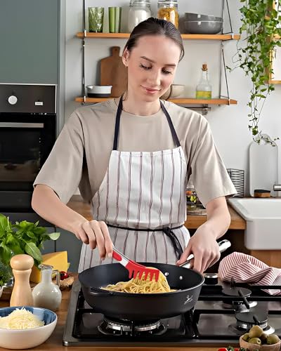 Silicone Spaghetti Spoon and Pasta Tong (Red)