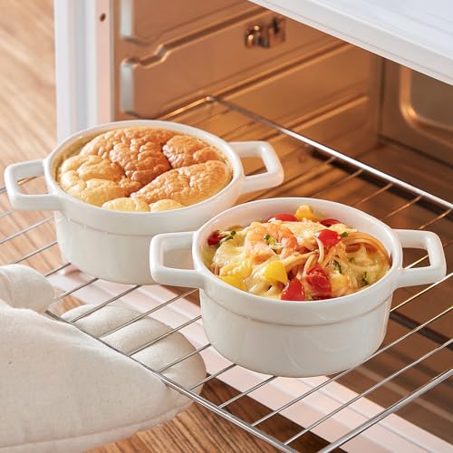 Mini Cocotte 12oz Ceramic Casserole Dish Set with Lid (White / 12oz)