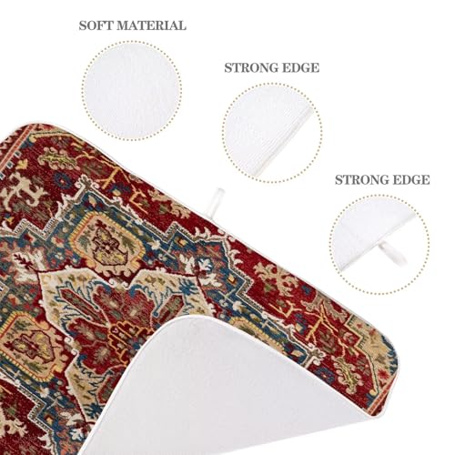 Burgundy Red Dish Drying Mat 18 x 24 inch Bohemian Rug Carpet Decorative Drying Mats Microfiber Absorbent Boho Dish Washable Draining Mat for Kitchen Counter Decor (18" x 24" / Burgundy Red Boho)