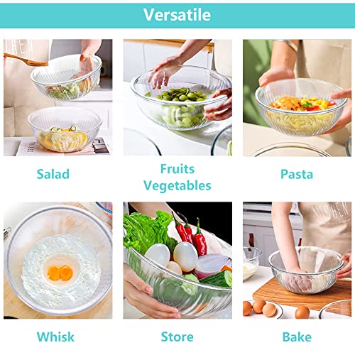 Glass Mixing Bowls with Lids Set of 3 (3 Mixing Bowls with Lids (1.1-3.7QT) - Vertical Stripe)