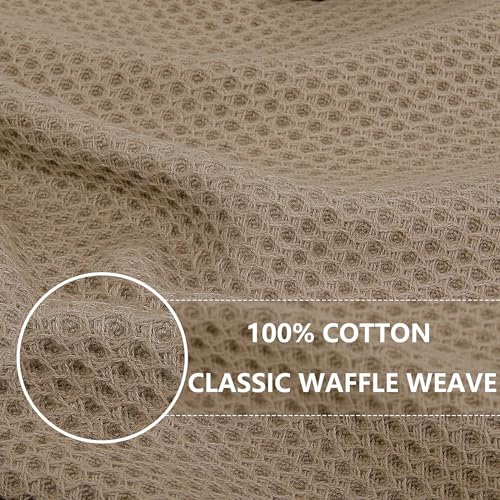 100% Cotton Waffle Weave Kitchen Dish Cloths 12 (Tan / 12 X 12 - 12 Pack)