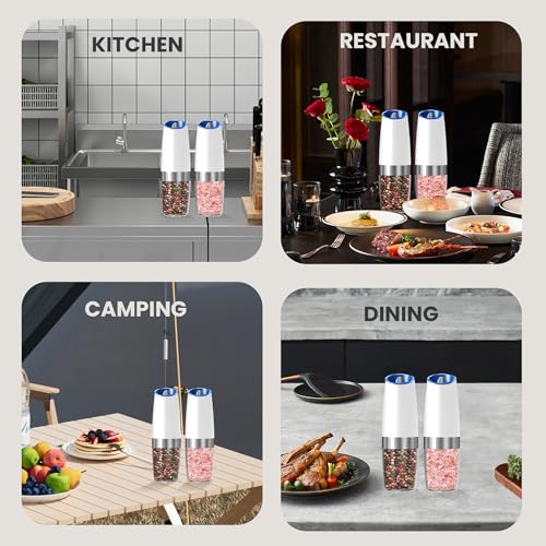Battery Operated Salt And Pepper Grinder Set 2 Pack (Battery/2pcs/White)