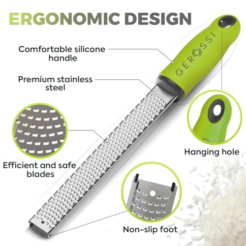 Stainless Steel Cheese Grater & Lemon Zester w (Green)