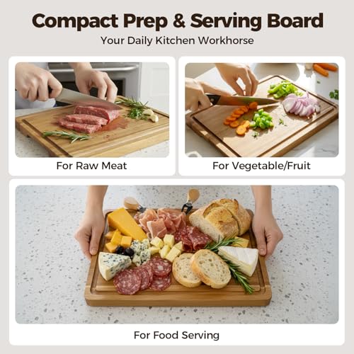 Acacia Wood Cutting Board for Kitchen (13"L x 10"W)