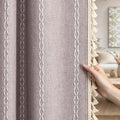 Purple 100% Boho Blackout Curtains 84 Inch 2 Panels with Tassels (Taro Purple / 52"W x 84"L (Pack of 2))