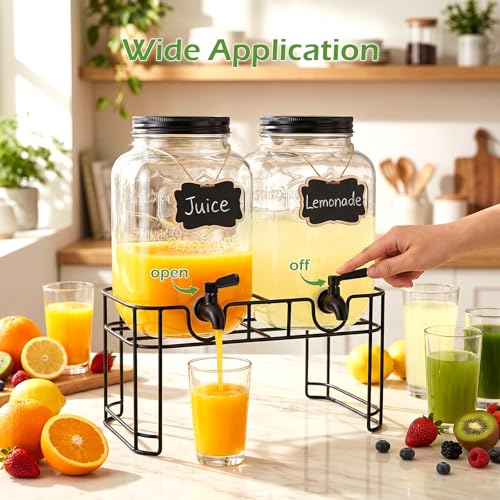 1 Gallon Drink Dispensers for Parties (Black-Stainless Steel Faucet)