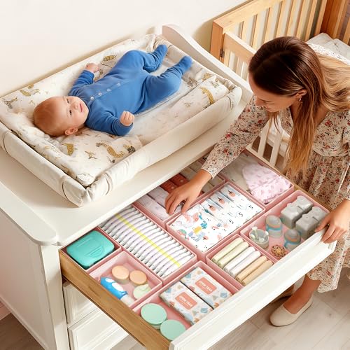 Drawer Organizer Clothes Storage (Pink / 18 Pack)