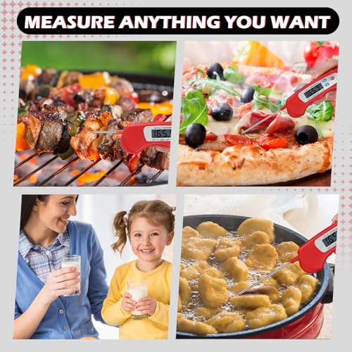 12 Pcs Digital Meat Thermometer with Probe Instant (Red)