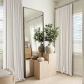 100% Blackout Cream White Pinch Pleated Linen Curtains for Bedroom (Pinch Pleated - Cream White / 40"W x 84"L (Pack of 2))