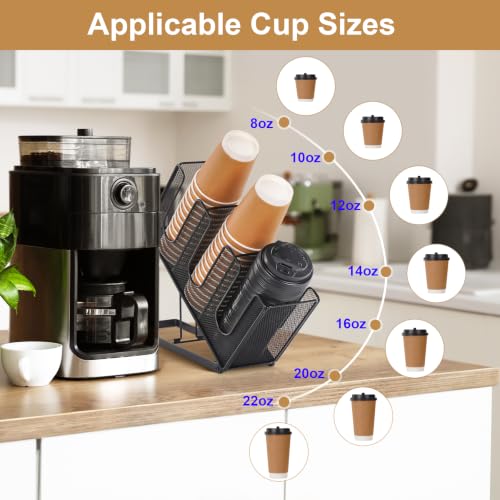 Paper Cup and Lid Holder with Straw Organizer for Coffee Station