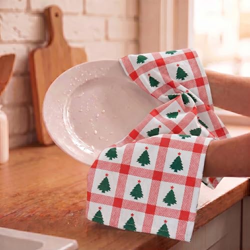 Kitchen Towel Cotton Dish Towel 20”x30” (20" x 30" (Set of 6) / 077 Christmas Tree)