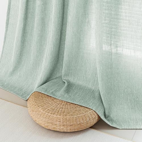 Living Room Curtains for Windows Semi Sheer Curtains 90 Inch Length Boho Room Decor Sliding Glass Patio Doorways Light Filtering Privacy Protect Soft Texture (50"W x 90"L (Pack of 2) / Aqua)
