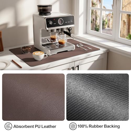 Coffee Mats for Coffee Bar Accessories (Brown / 19" x 12")