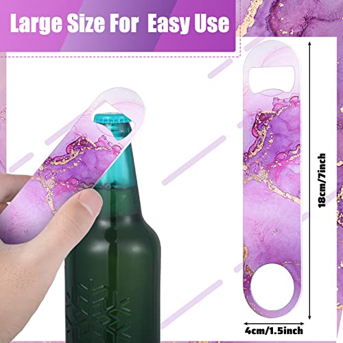 4 Pcs Flat Bottle Opener Heavy Duty Stainless Steel Opener (Marble Print)