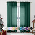 Hunter Green Sheer Curtain Drapes 84 Inch Length 2 Panels for Living Room (40"W x 84"L (Pack of 2) / Hunter Green)