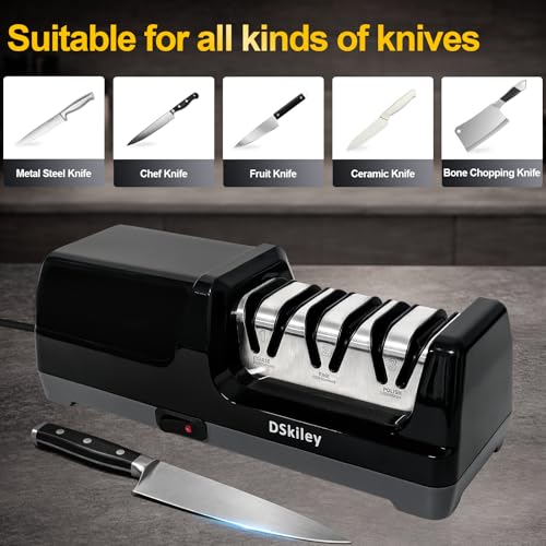 Electric Knife Sharpener for Kitchen (Black)
