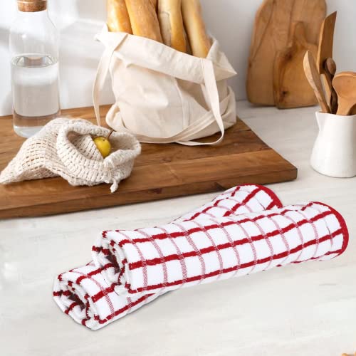 Kitchen Towels Red (20" x 30" (Set of 6) / 045 Red/White Terry)