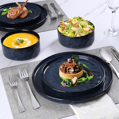 12 Pieces Stoneware Dinnerware Set (12-Piece / Cetacean Blue)