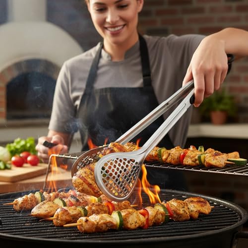 4 Pack 12” Stainless Steel BBQ Tongs