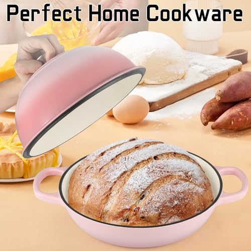 Enameled Bread Oven 10" Dutch Oven Pot with Lid Bread Dutch Oven Pink (Pink / 6QT)