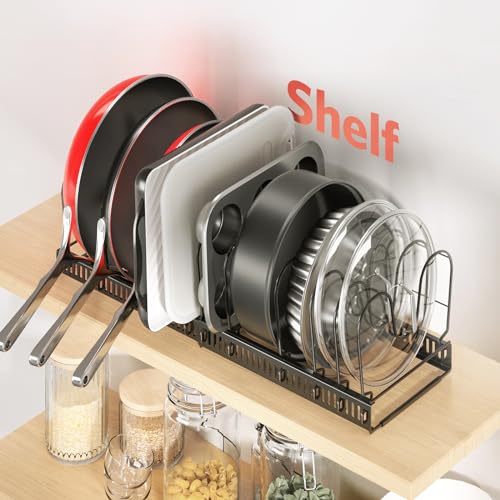 Pots and Pans Organizer under Cabinet (Black / 12 Dividers)
