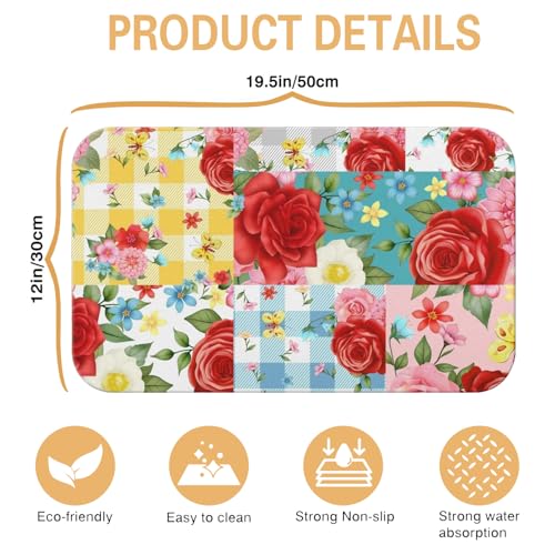 Kitchen Countertop Dish Drying Mat (Flower-2-1 / 19" x 12")