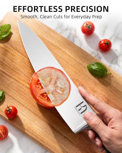 Knife Set 15 Pcs High Carbon Stainless Steel Kitchen Knife Sets with Block & Sharpener (Dark Black)