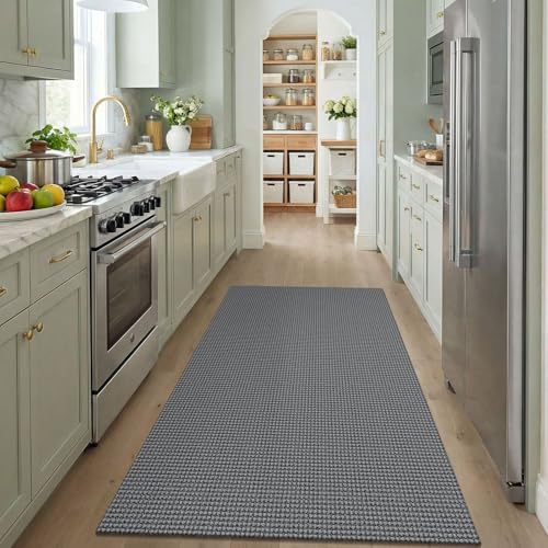 Washable 4x5 Entry Woven Area Rug (Grey/Dark Grey / 4' x 5' (Rectangular))