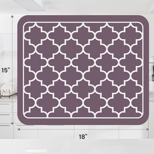 Dish Drying Mat Absorbent Dish Drying Mats for Kitchen Counter 15"x 18" (Stylish Purple / 18" x 15")