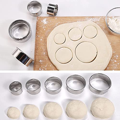 12 Pieces Biscuit Cookie Cutter Set With Tin Box Biscuit Plain Edge Round Cutters Metal Ring Baking Molds (12 Sizes with Tin Box)
