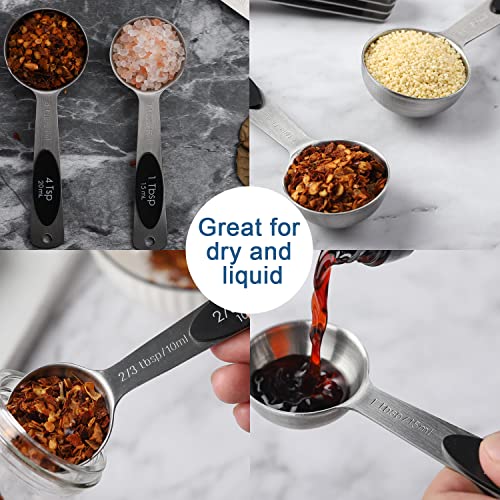 Magnetic Measuring Spoons Set of 9 Stainless Steel Measuring Spoons (Black)