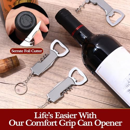 48 Pcs Wine Bottle Opener Keychains Bulk (Silver)